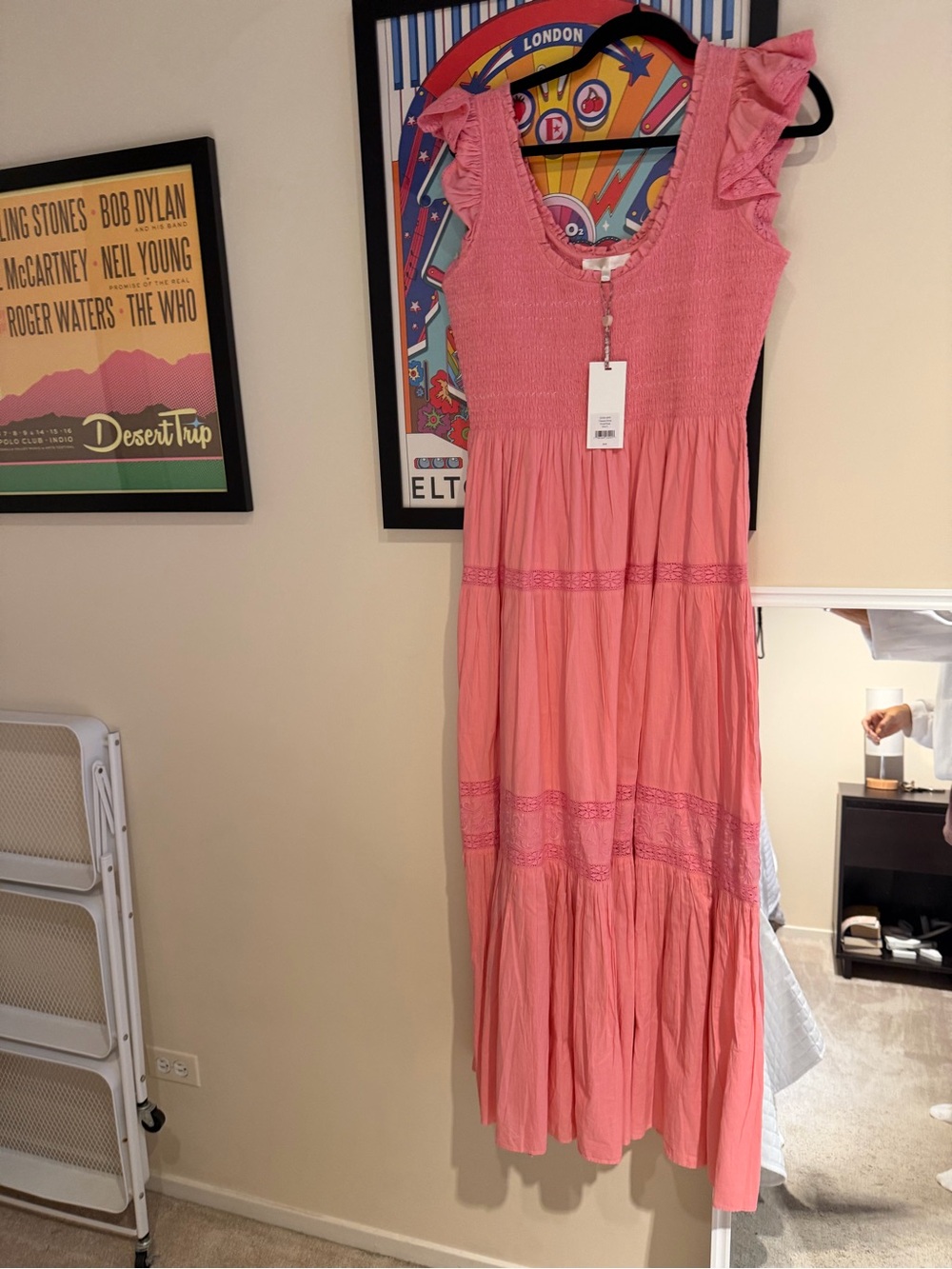 LoveShackFancy Pink Tiered Ruffle-Sleeve Maxi Dress - Picture 2 of 3
